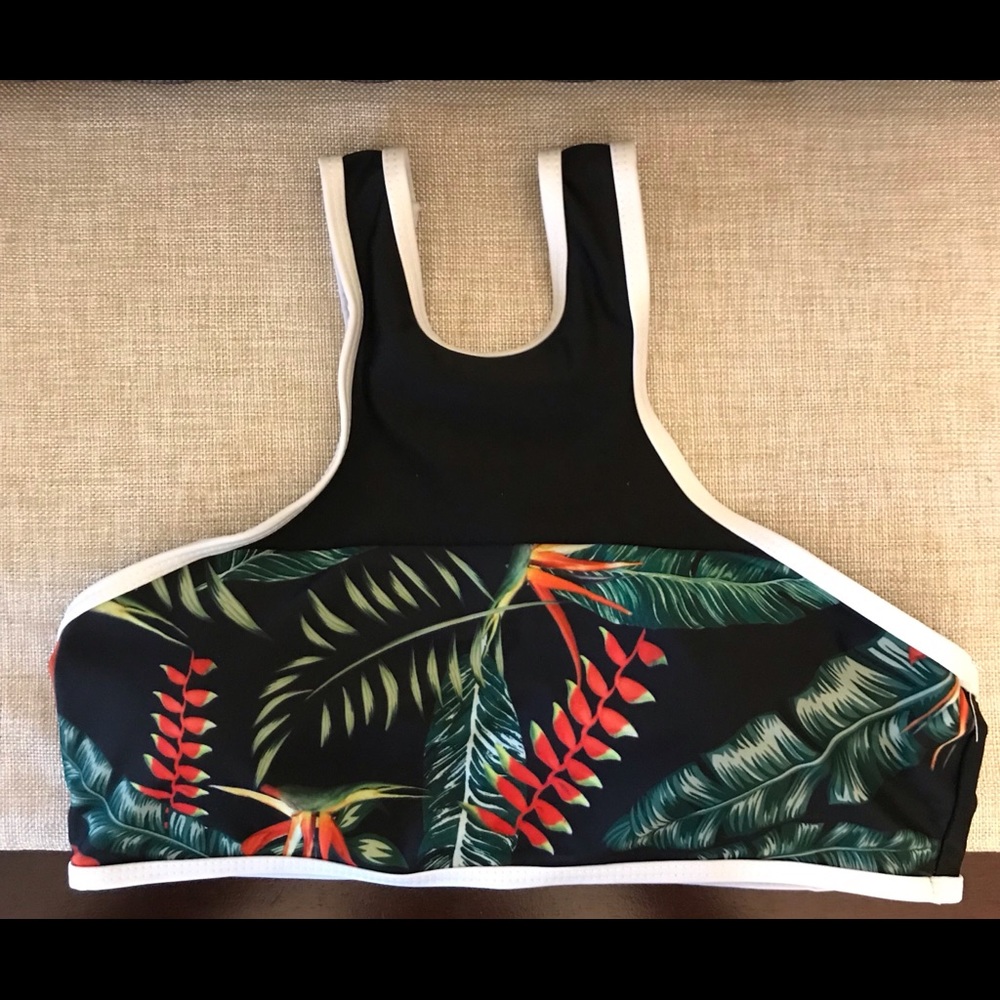 Last 1! πLeaf print piped black bikini - Picture 3 of 5